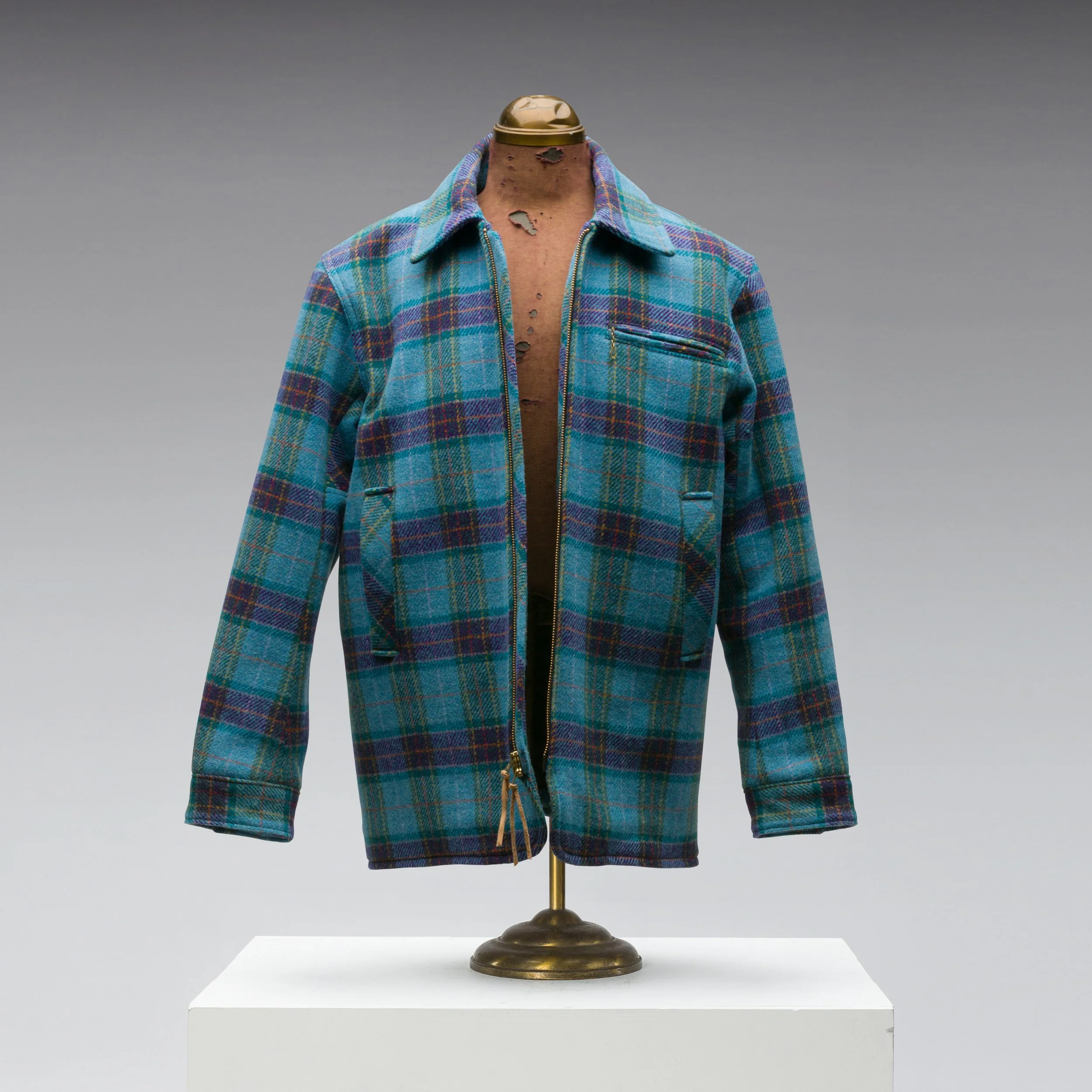 Black Bear Brand SKY BLUE Harris Tweed Tartan ZIP Coat (hand woven